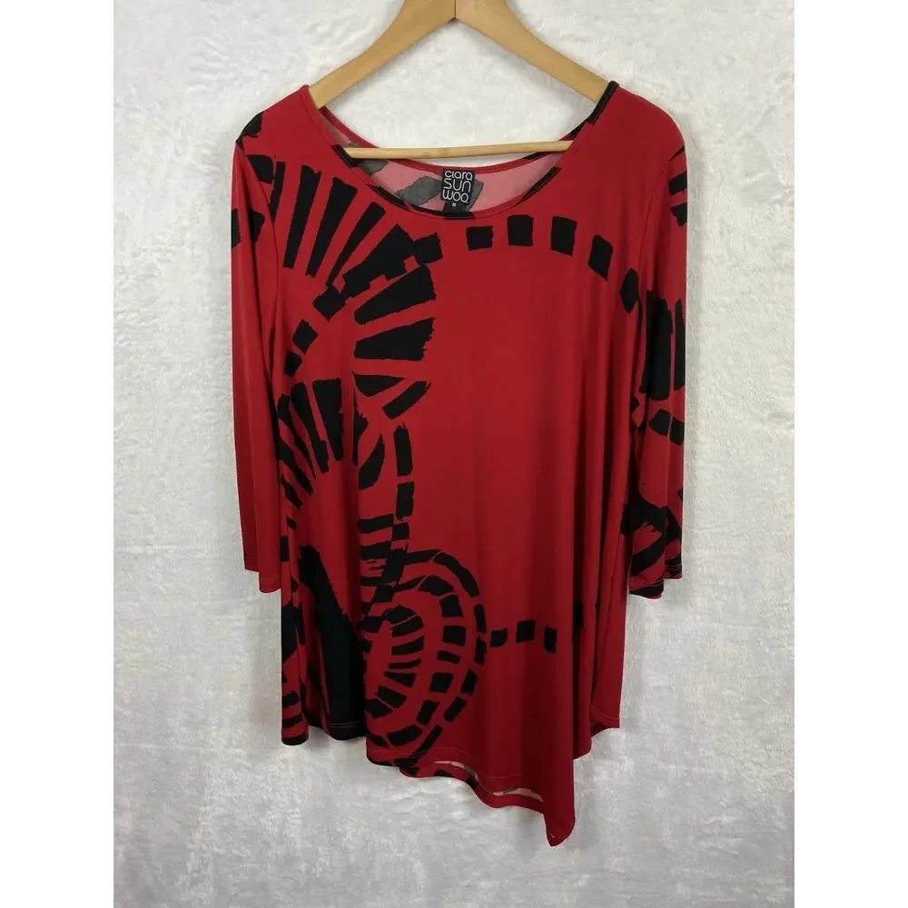 Clara Sun Woo Tunic Top Women’s Assymetrical Hem M